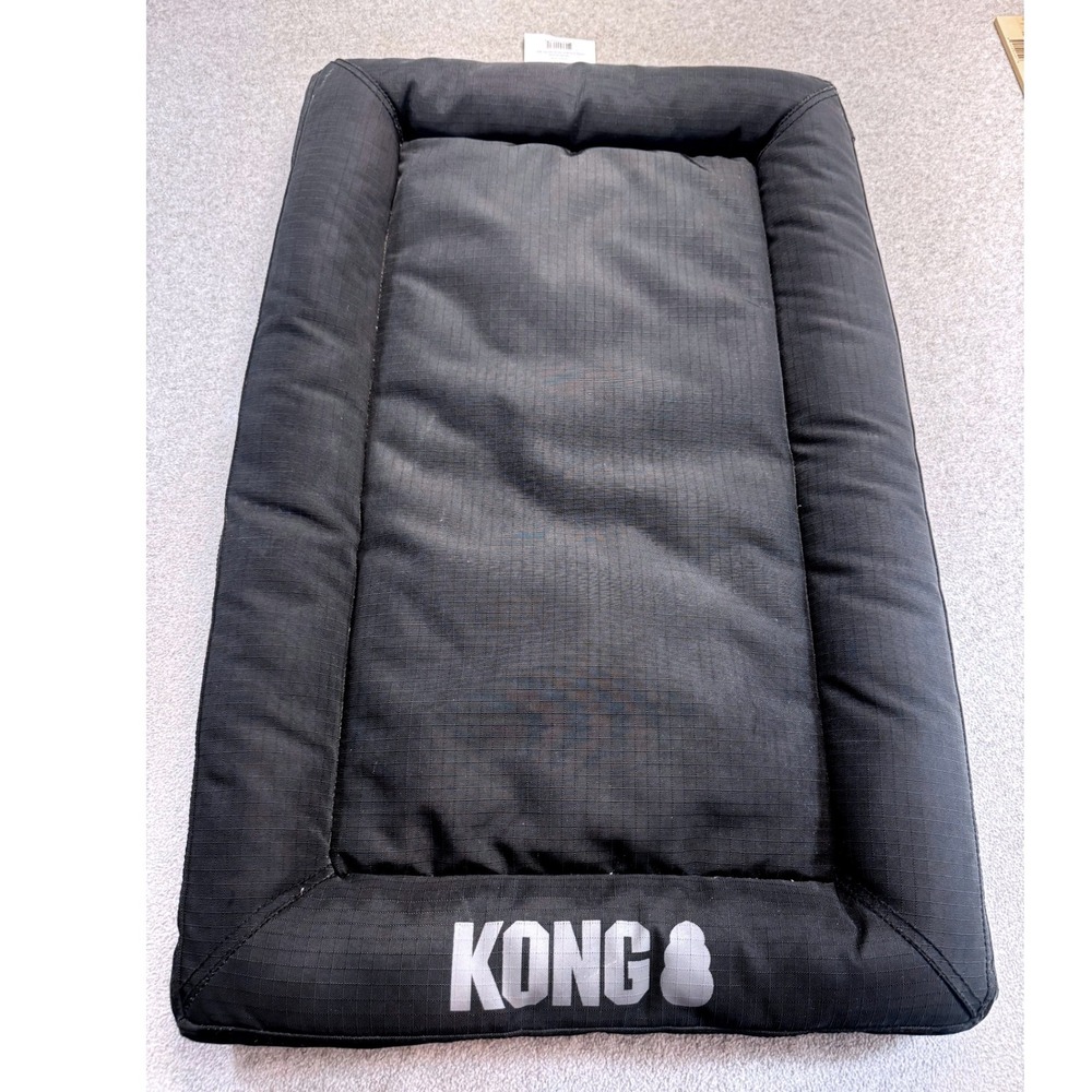 KONG Durable Crate Mat Pet Bed 30" Black Heavy Duty Ripstop Water Resistant